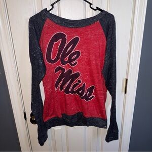 Pressbox Red & Charcoal Ole Miss Raglan Long Sleeve Top - Women